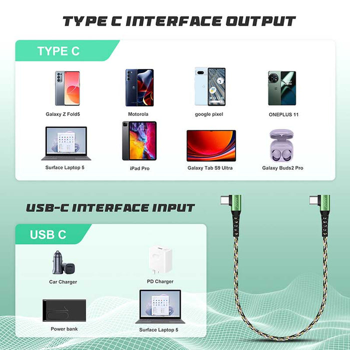 90 Degree 1ft Camo USB-C to USB-C Charger Cable