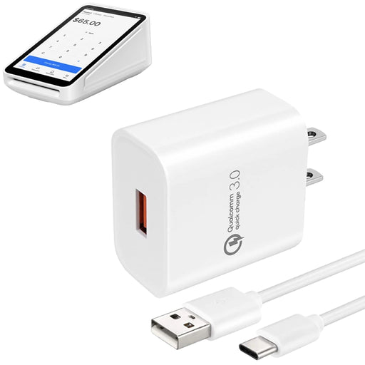 Wall Charger Adapter with USB-A to C Cable for Square Terminal